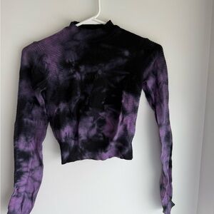 Stylish Purple Tie-Dye Long Sleeve Top